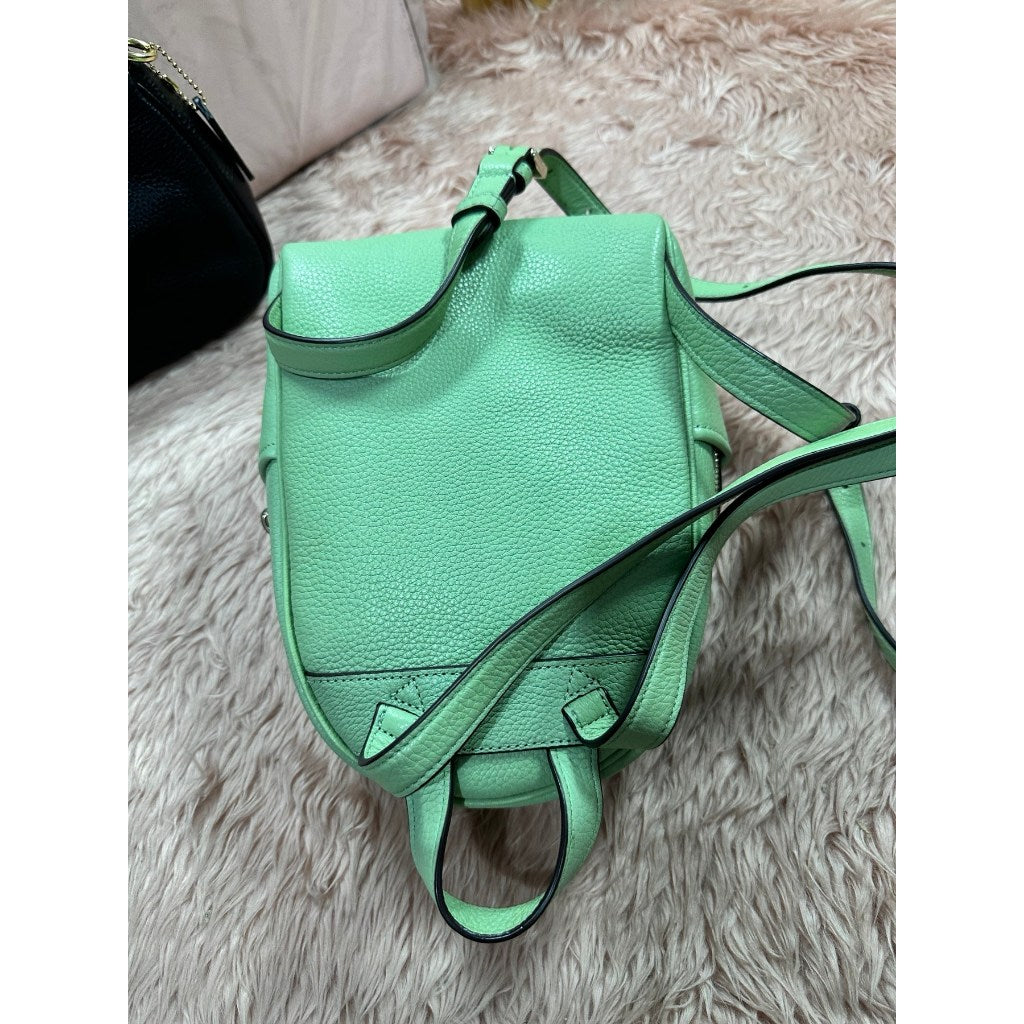 ORIG Preloved KS Leila Pebbled Leather Mini Dome Backpack Sage Bag