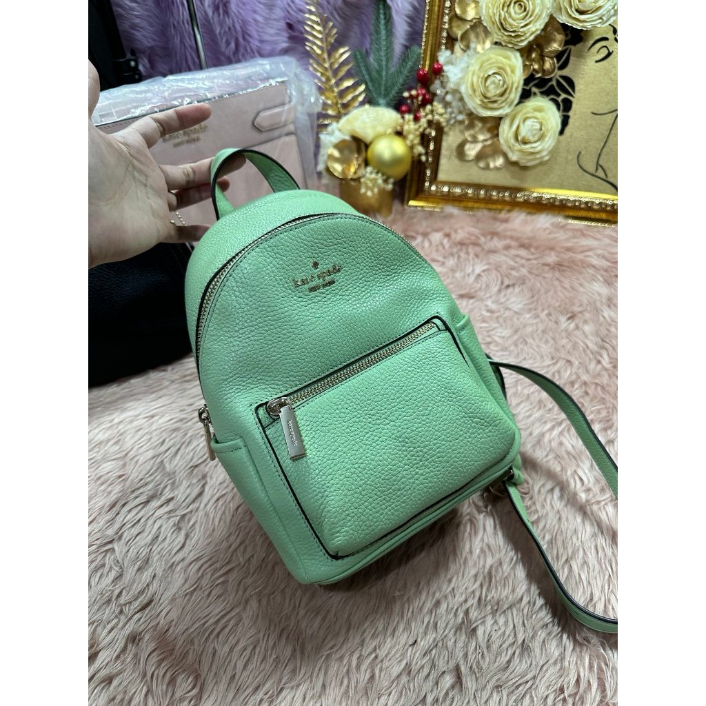 ORIG Preloved KS Leila Pebbled Leather Mini Dome Backpack Sage Bag