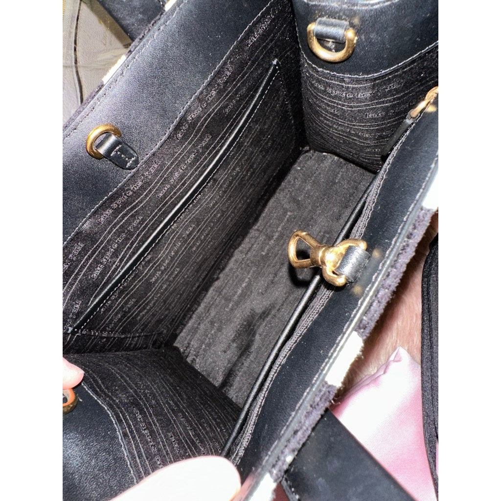 ORIG Preloved KS Retail Spade Flower Monogram Manhattan Chenille Small Tote Black Bag