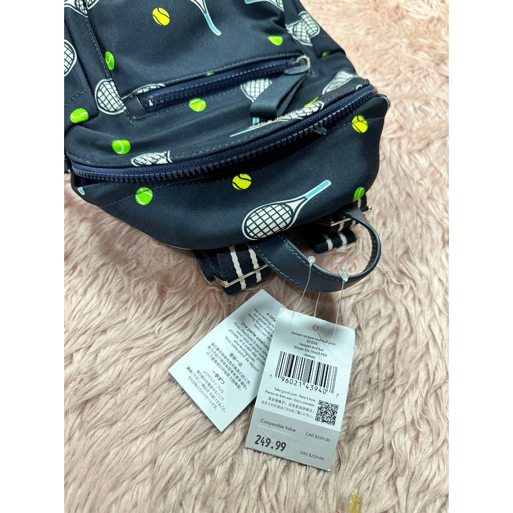 ORIG & IMPORTED KS Chelsea Racquet And Ball Printed Mini Nylon Blue Backpack Bag