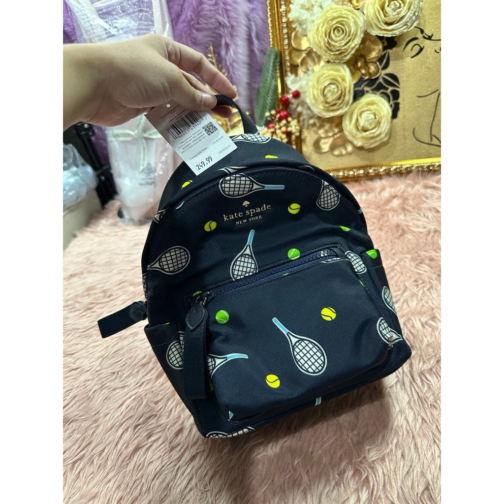 ORIG & IMPORTED KS Chelsea Racquet And Ball Printed Mini Nylon Blue Backpack Bag