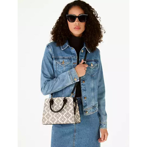 ORIG & IMPORTED KS Signature Spade Flower Small Satchel Bag Black