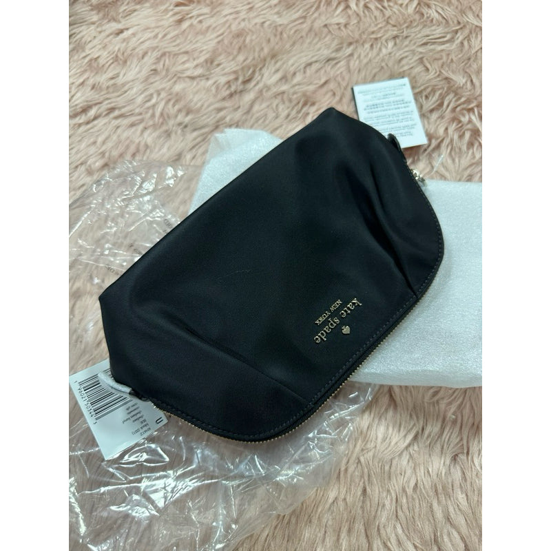 ORIG & IMPORTED KS Chelsea Medium Cosmetic Black Nylon Pouch Leopard