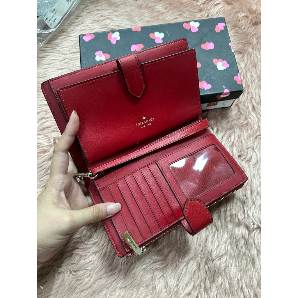 ORIG & IMPORTED Preloved KS Staci Heart Pop Printed Boxed Phone Wristlet Red Long Wallet