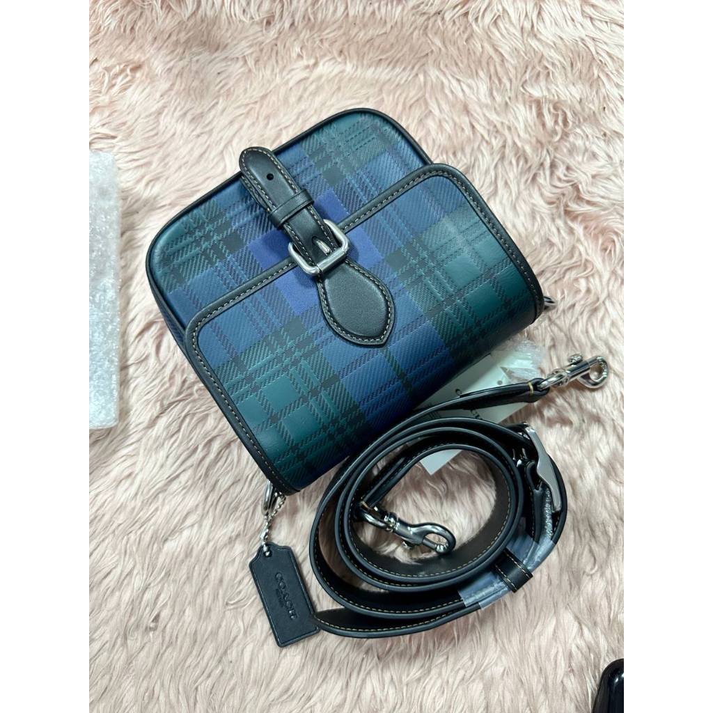 ORIG CCH Retail Frankie Crossbody 18 With Plaid Print Blue Small Men Bag