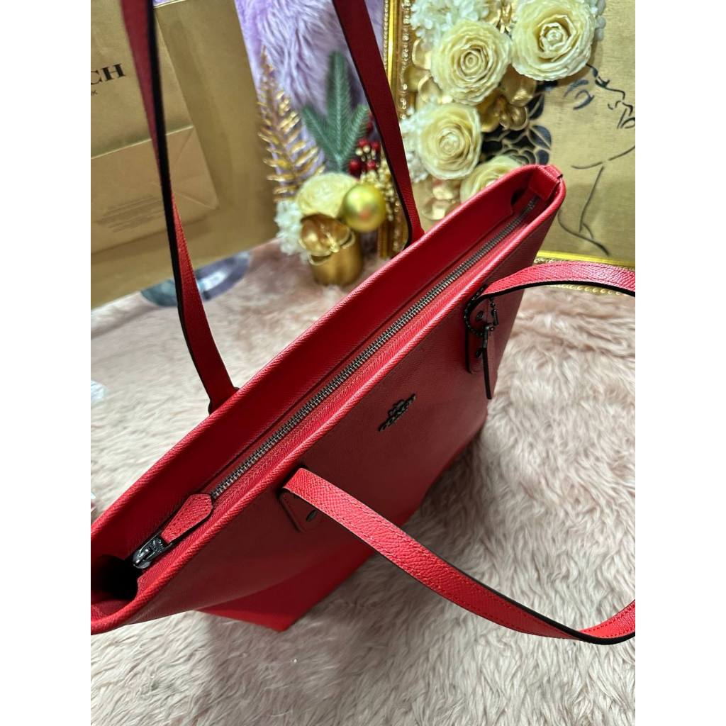 ORIG Preloved CCH Large City Zip Top Tote Bag Red
