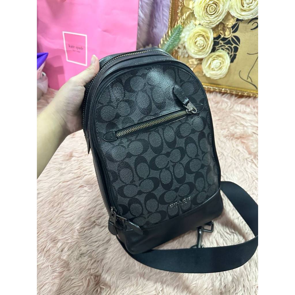 ORIG Preloved CCH Graham Pack In Signature Canvas Black Men Body Bag