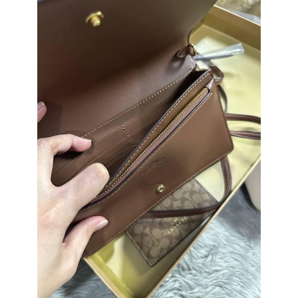 ORIG & IMPORTED CCH Anna Foldover Clutch Crossbody Small Bag & Card Wallet Set Khaki Brown