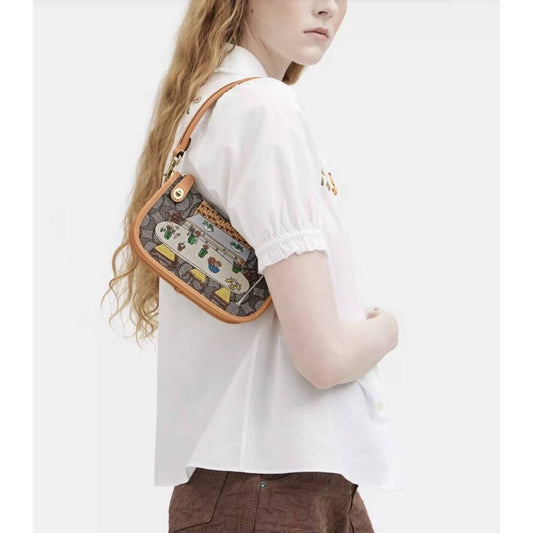 ORIG & IMPORTED CCH Swinger 20 In Signature Jacquard Small Shoulder Bag Brown