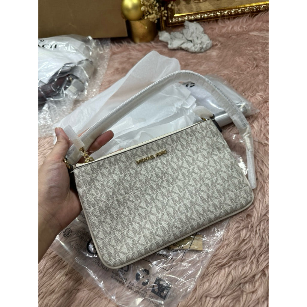 ORIG & IMPORTED MK Jet Set Small Signature Logo Large Wristlet Wallet Bag brown white Pink
