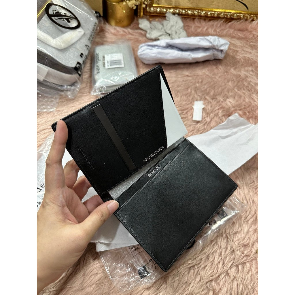 ORIG & IMPORTED MK Logo Passport Wallet Black