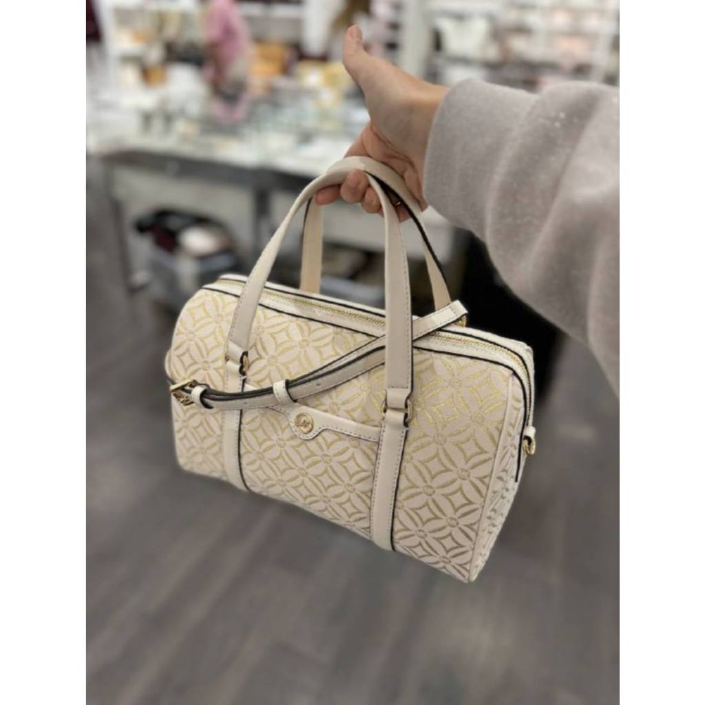 ORIG & IMPORTED MK Medium Duffle Satchel Bag Glitter Vanilla White