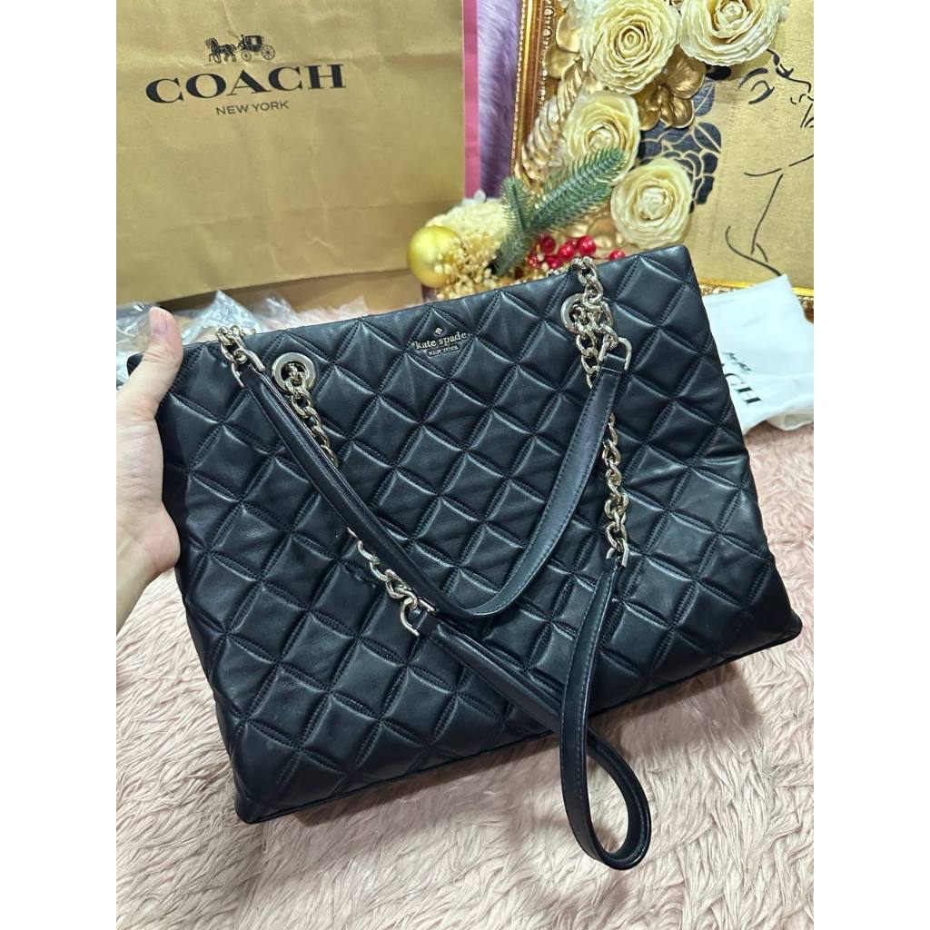 ORIG Preloved KS Large Natalia Quilted Tote Bag in Black