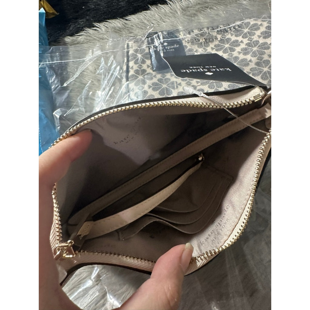 ORIG & IMPORTED KS Leila Spade Flower Convertible Wristlet Small Bag Beige/Black/Pink
