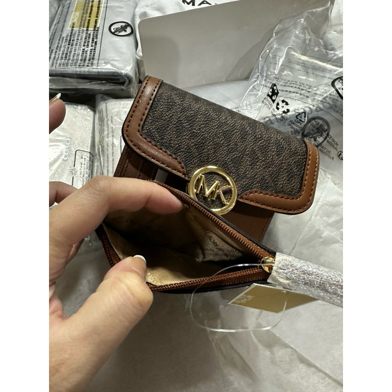 ORIG & IMPORTED MK Leida Carmen Medium Signature Logo Wallet Brown