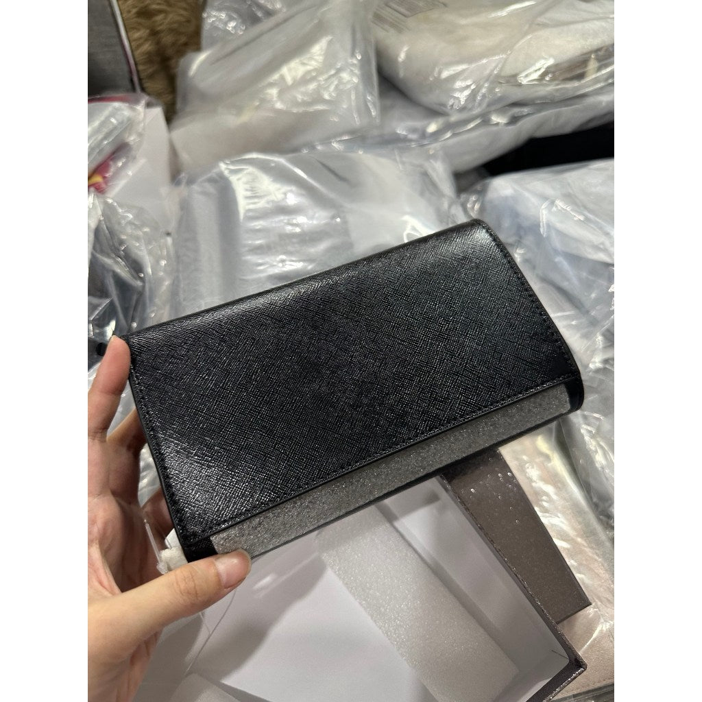ORIG & IMPORTED KS Kenzie Boxed Glitter Medium Flap Wristlet Wallet Black Green