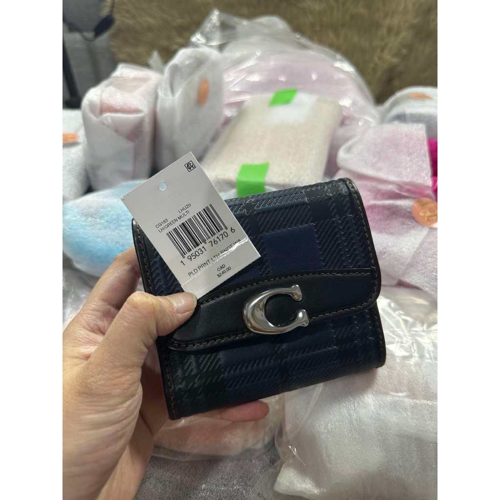 ORIG & IMPORTED CCH Retail Small Slim Bandit Wallet With Plaid Print Blue/Green