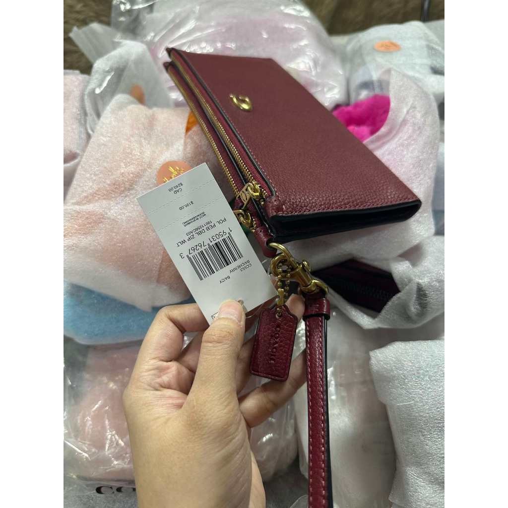 ORIG & IMPORTED CCH RARE Retail Double Zip Long Phone Wallet Phone Wristlet Cherry Red