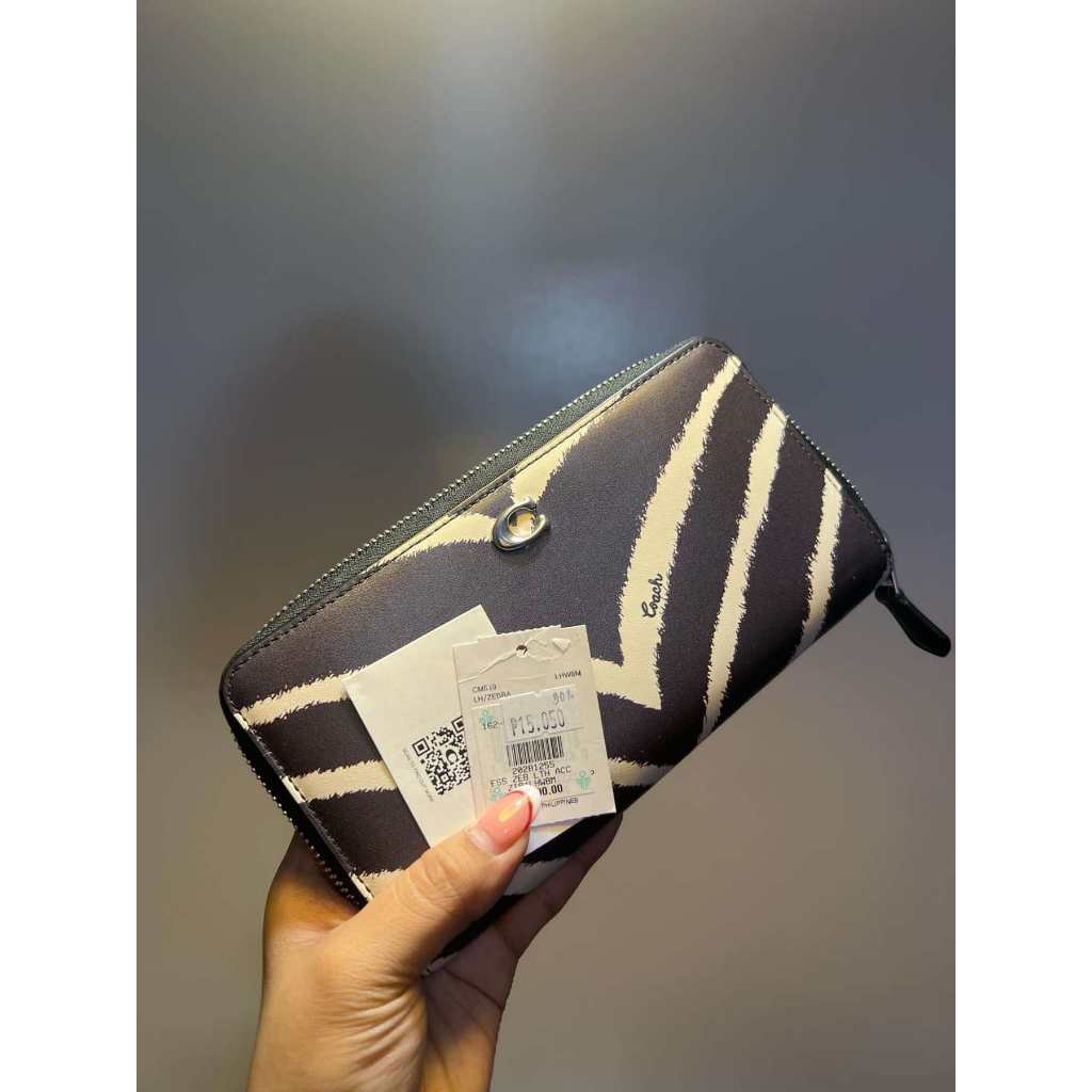 ORIG Preloved CCH Accordion Zip Long Wallet With Zebra Print