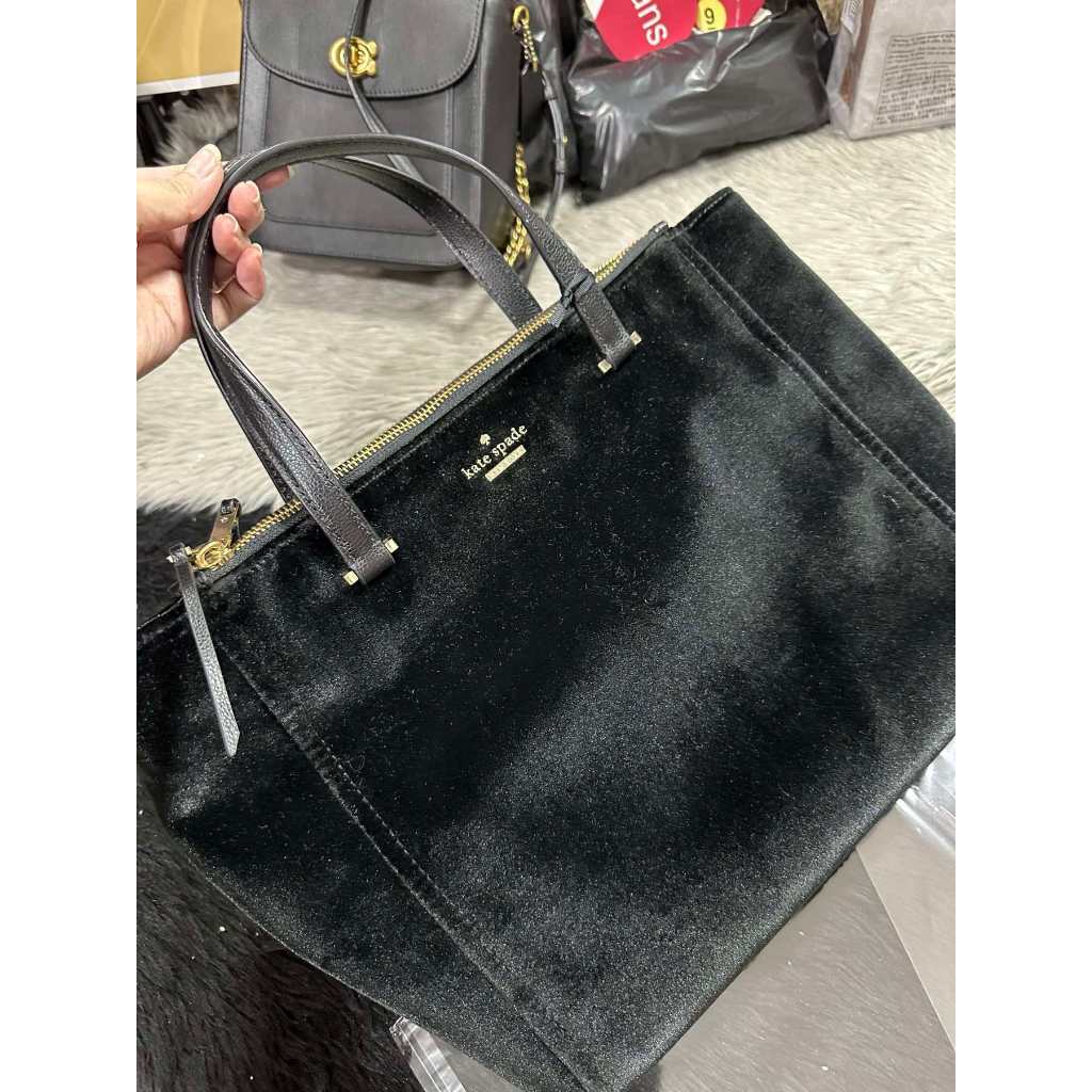 ORIG & IMPORTED KS Dawn Place Velvet Small Kona Satchel Black Bag