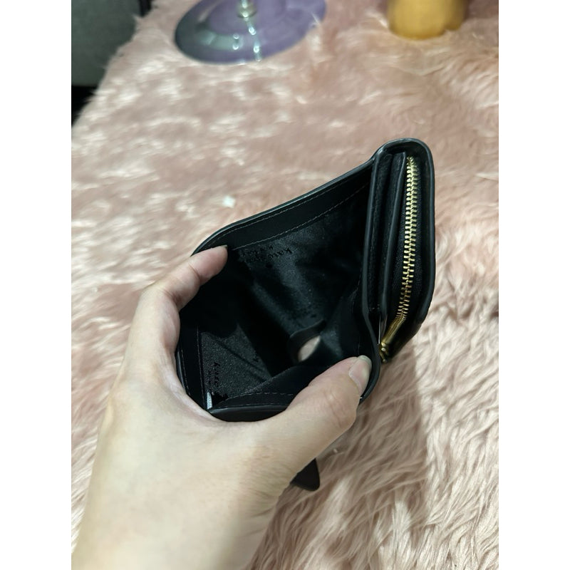 ORIG & IMPORTED KS Kayla Pebbled Leather Small L-Zip Wallet Brown White Black Pink