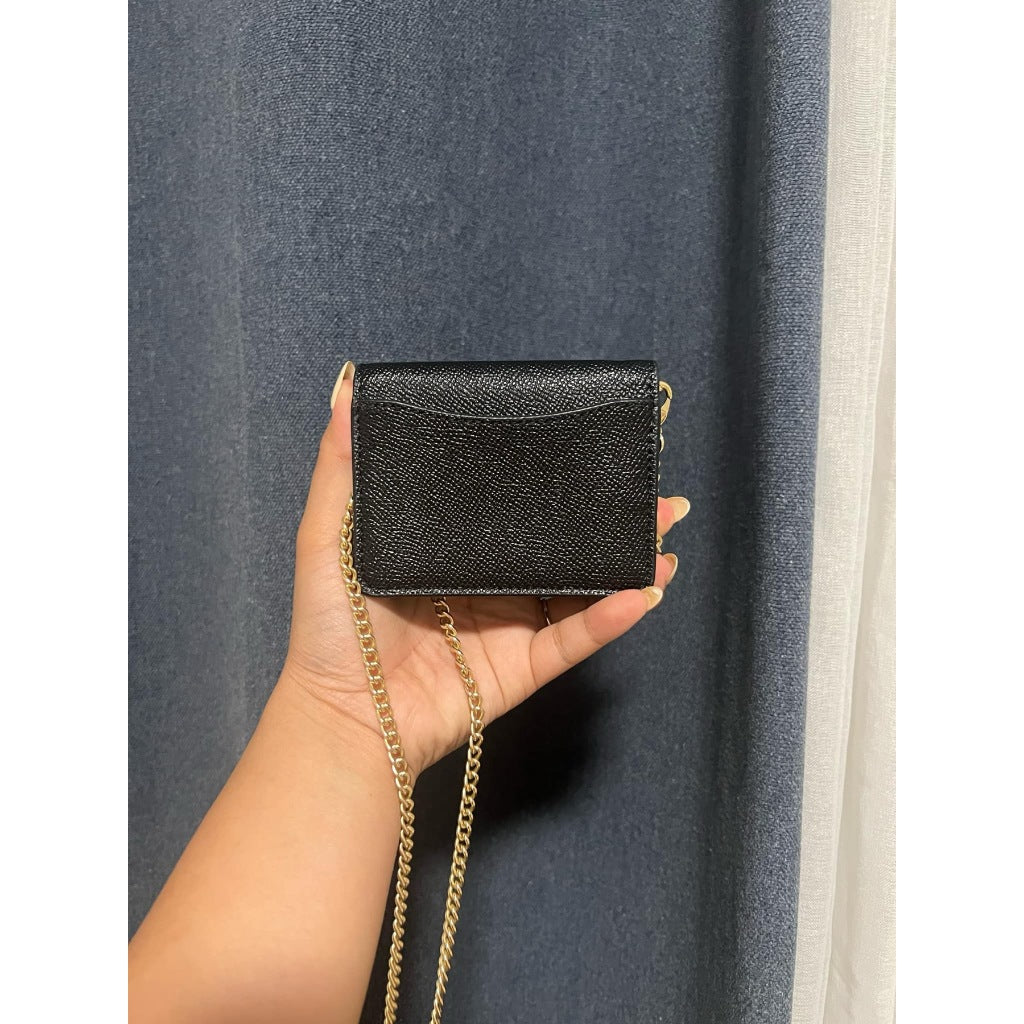 ORIG Preloved CCH MWOC Mini Wallet On A Chain Micro Bag Black Brown