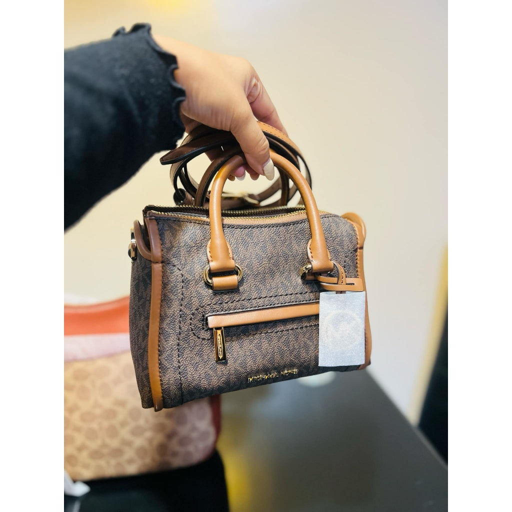 ORIG & IMPORTED MK Carine Extra-Small Mini Logo Satchel Brown Bag