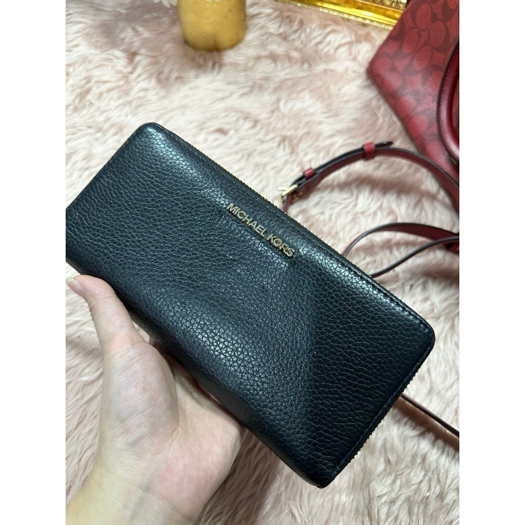ORIG Preloved MK Leather Continental Long Wallet Wristlet