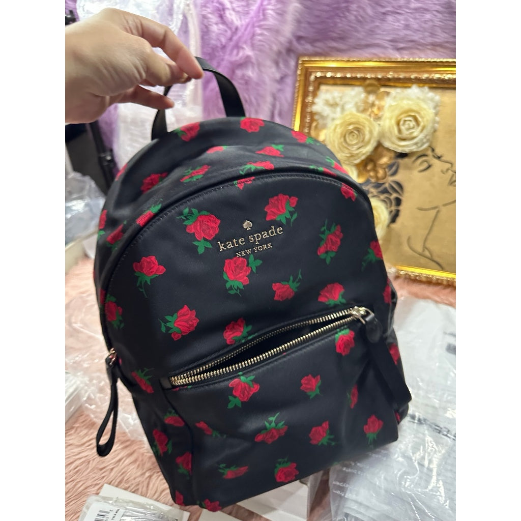 ORIG & IMPORTED KS Chelsea Medium Black Nylon Backpack Rose Toss
