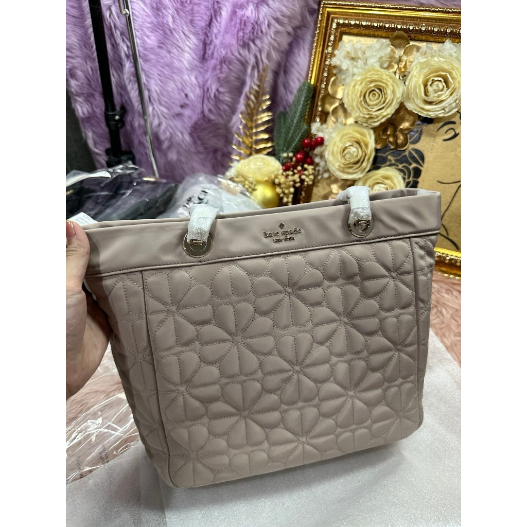 ORIG & IMPORTED KS Spade Flower Quilted Fabric Medium/Large Tote Cozy Grey Bag