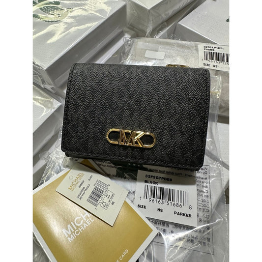 ORIG & IMPORTED MK Retail Parker Medium Logo TriFold Wallet BLACK
