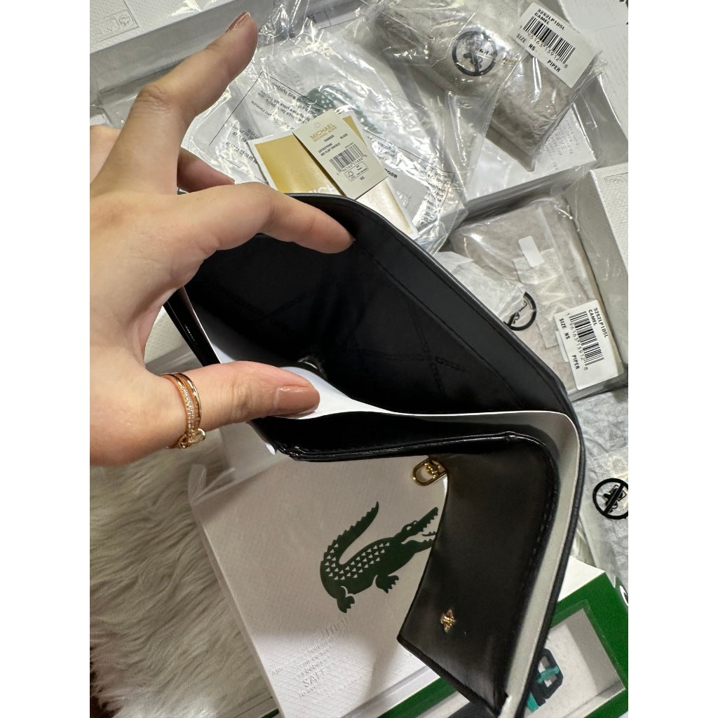 ORIG & IMPORTED MK Retail Parker Medium Logo TriFold Wallet BLACK