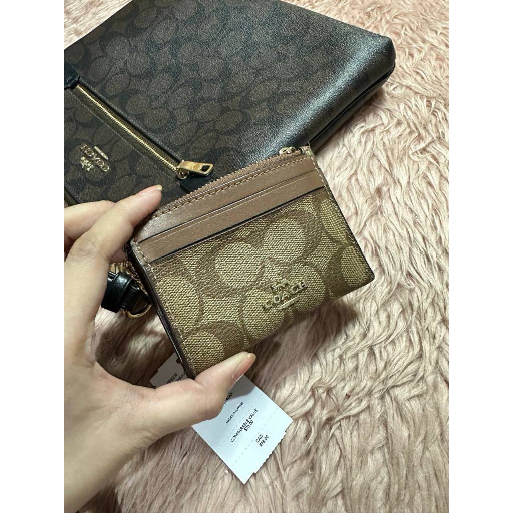 ORIG & IMPORTED Preloved CCH Mini Skinny Id Case Slim Small Wallet Khaki Brown
