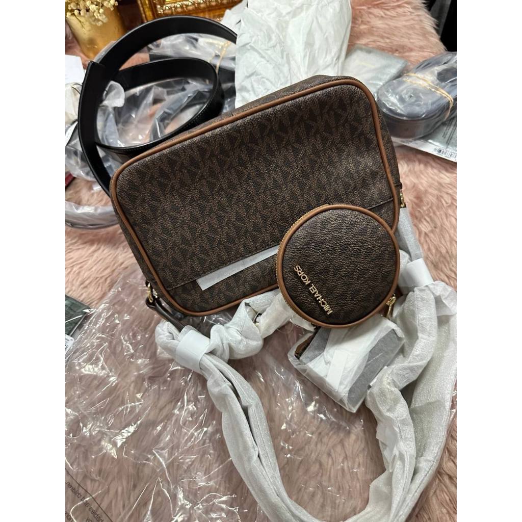 ORIG & IMPORTED MK Jet Set Medium Signature Logo Crossbody Brown Bag with Case for Airpods
