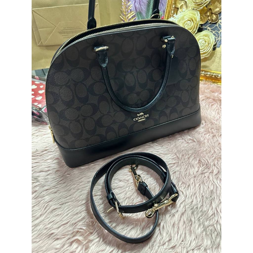 ORIG Preloved CCH Large Sierra Satchel Black Signature Brown Black