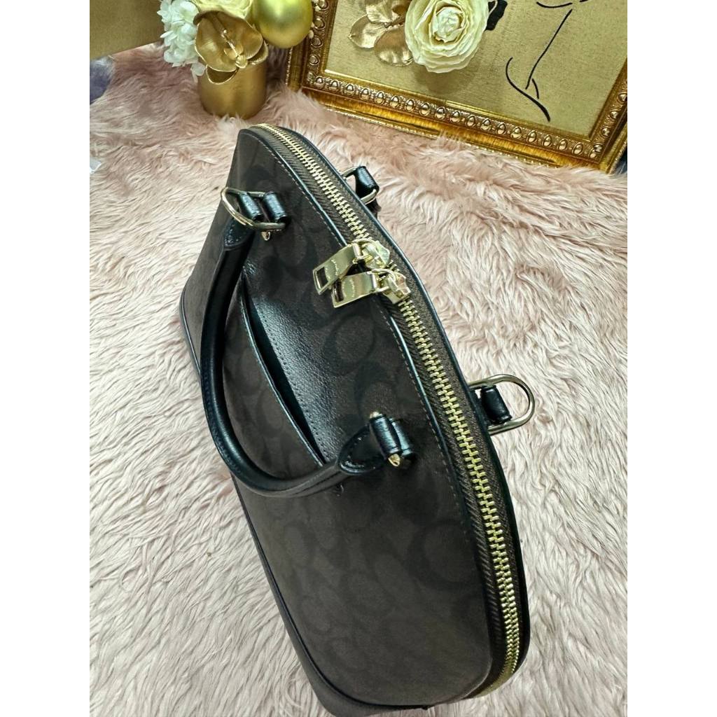 ORIG Preloved CCH Large Sierra Satchel Black Signature Brown Black