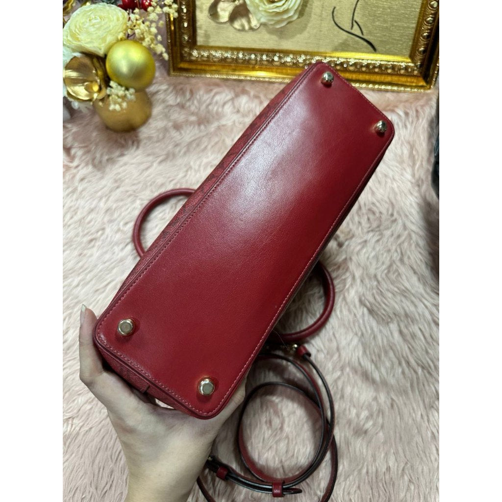 ORIG Preloved CCH Katy Satchel In Signature Canvas Red Bag