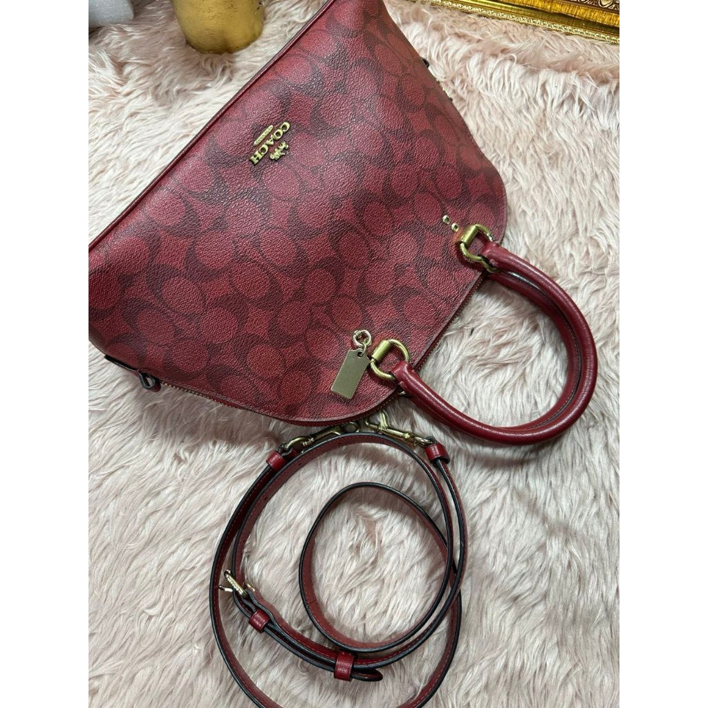 ORIG Preloved CCH Katy Satchel In Signature Canvas Red Bag