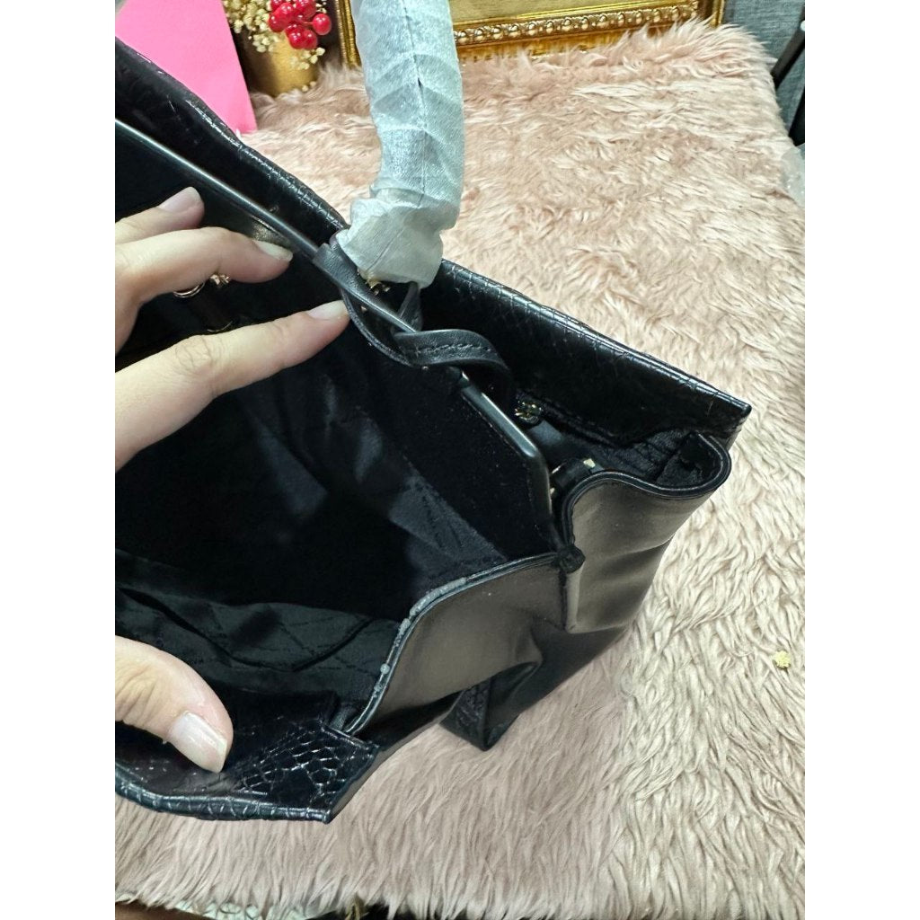 ORIG & IMPORTED MK Penelope Embossed Python Satchel Large Black Bag