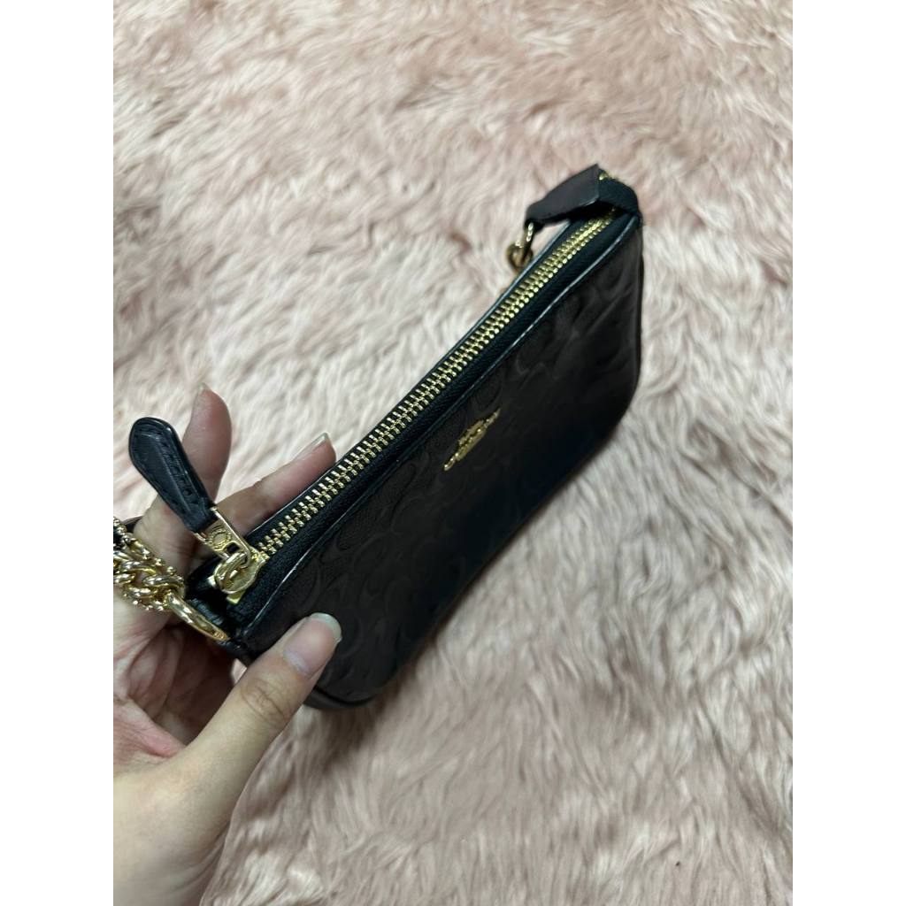 ORIG Preloved CCH Nolita 10 Large Chain Wristlet Signature Leather Black Small Bag