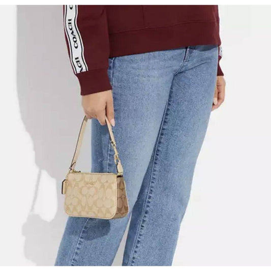 ORIG Preloved CCH Nolita 19 In Signature Canvas Small Khaki Saddle Bag