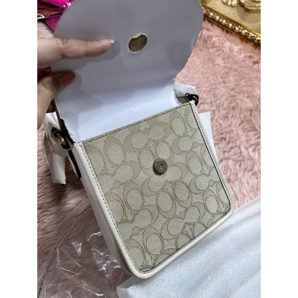 ORIG & IMPORTED CCH North/South Lonnie Phone Crossbody Small Bag In Signature Jacquard White