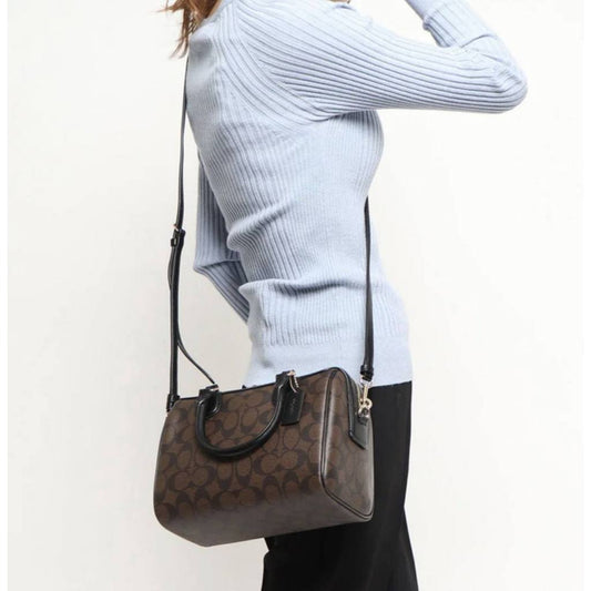 ORIG Preloved RARE CCH Mini Bennett Satchel In Signature Canvas Small Brown Bag