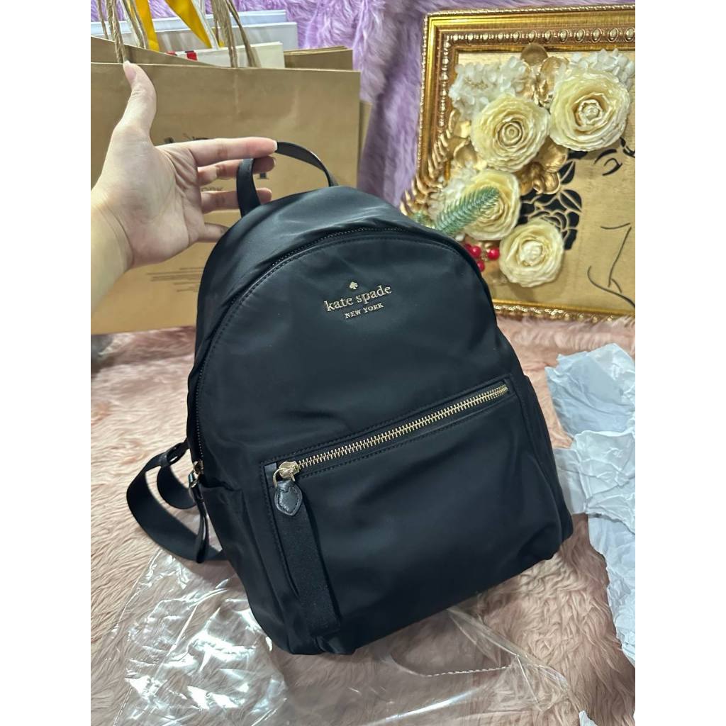 ORIG Preloved KS Chelsea Medium Backpack Black Nylon Bag