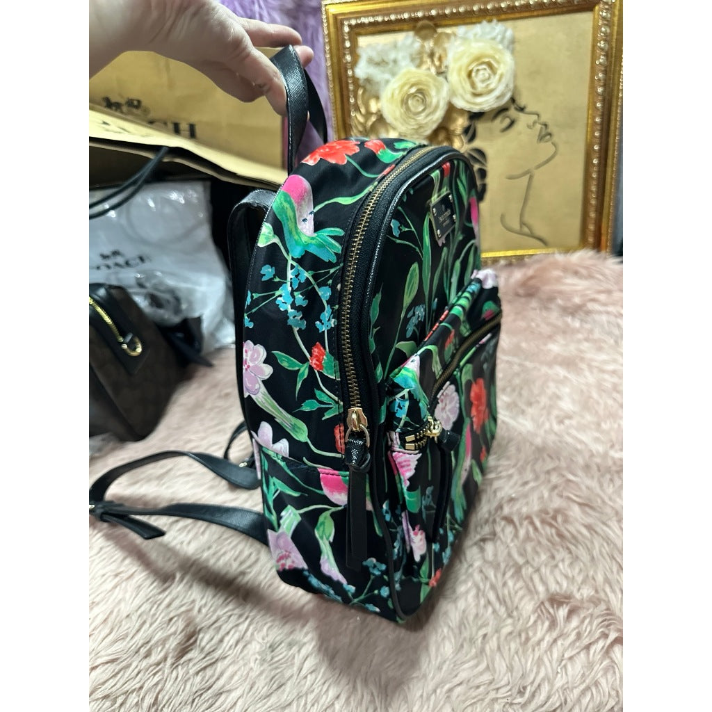 ORIG Preloved KS Wilson Road Botanical Small Bradley Nylon Floral Green Backpack
