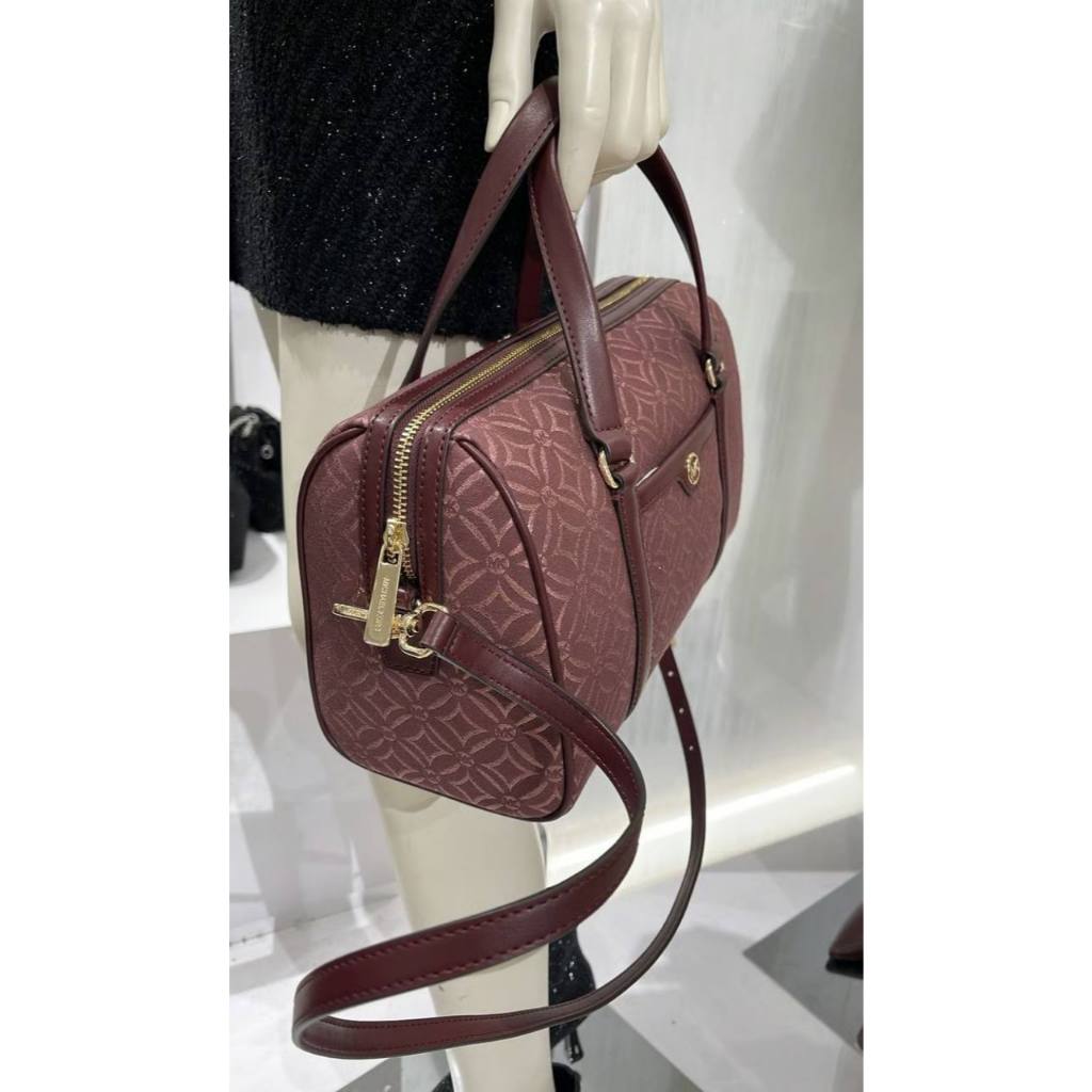 ORIG & IMPORTED MK Medium Duffle Satchel Bag Glitter Oxblood Maroon