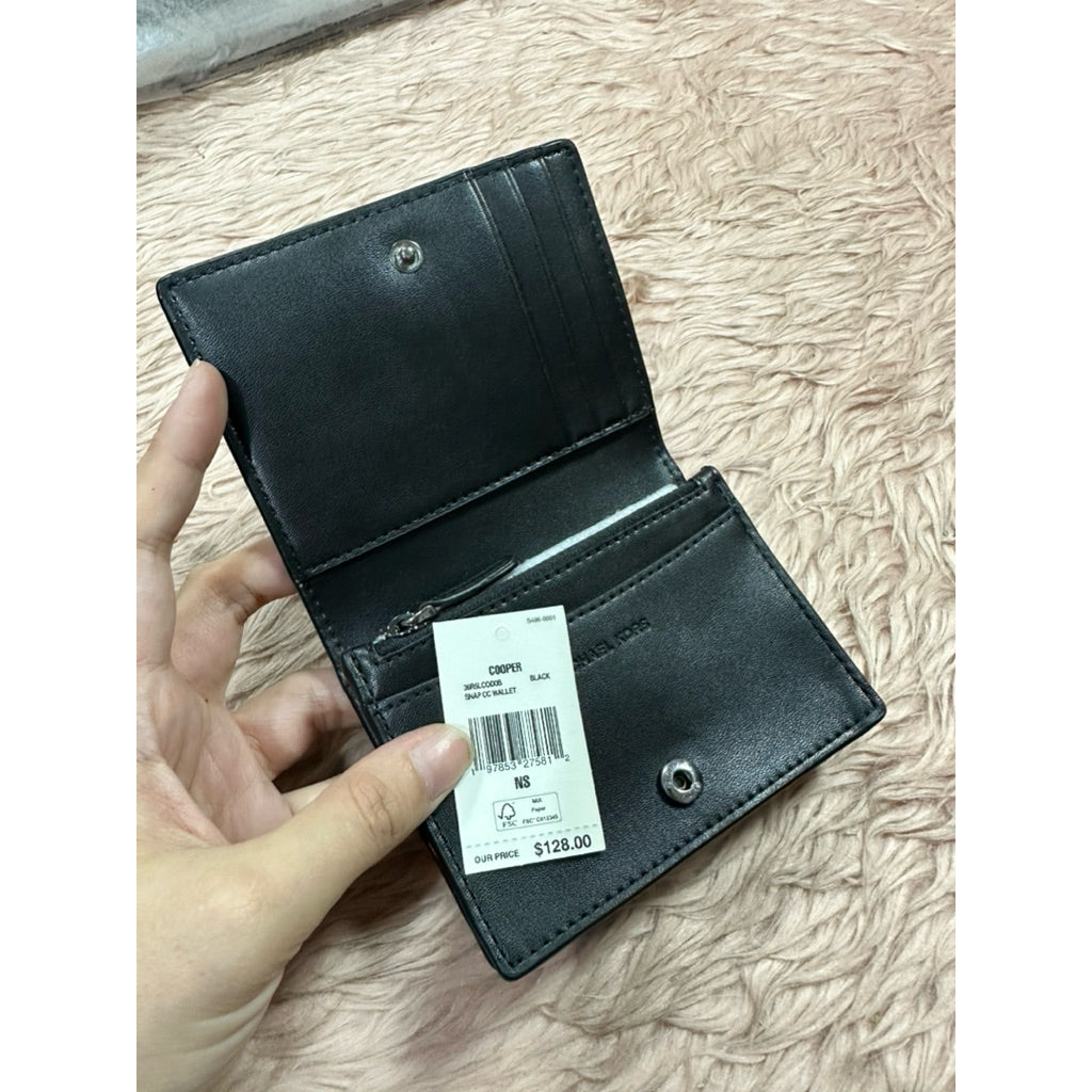 ORIG & IMPORTED MK Cooper Signature Logo Print Flap Small Black Wallet