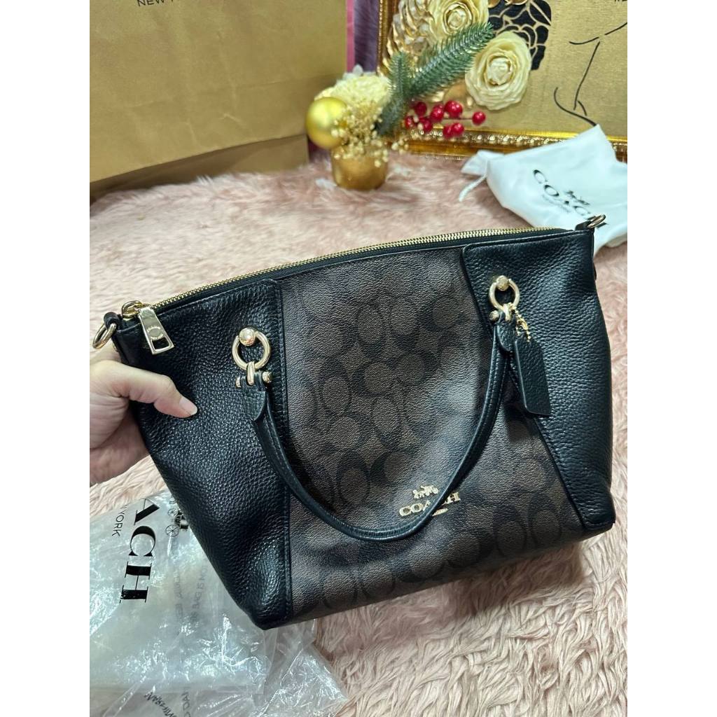 ORIG Preloved CCH Kacey Satchel Medium bag Signature Brown Black