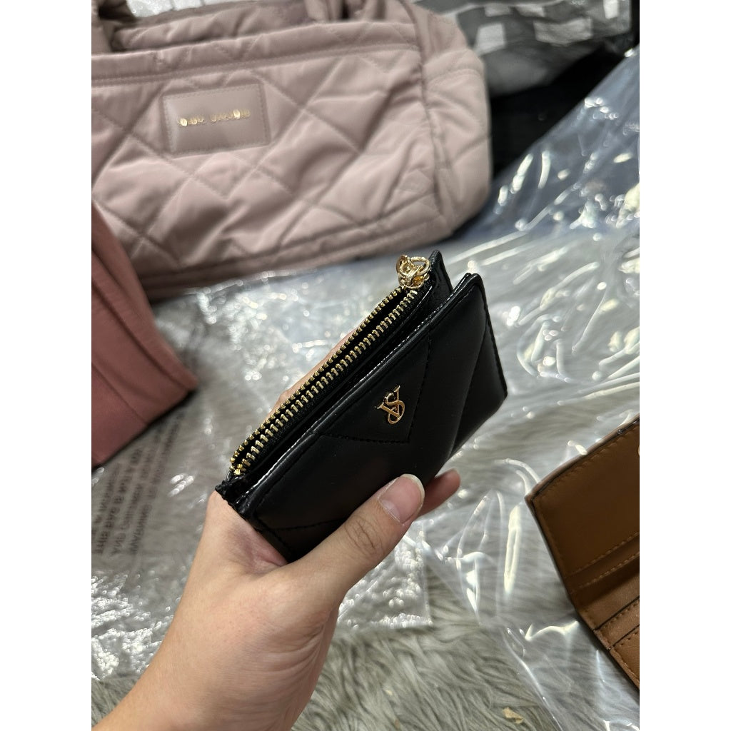 ORIG & IMPORTED Victoria's Secret VS Foldover Card Case Small Wallet Brown Black