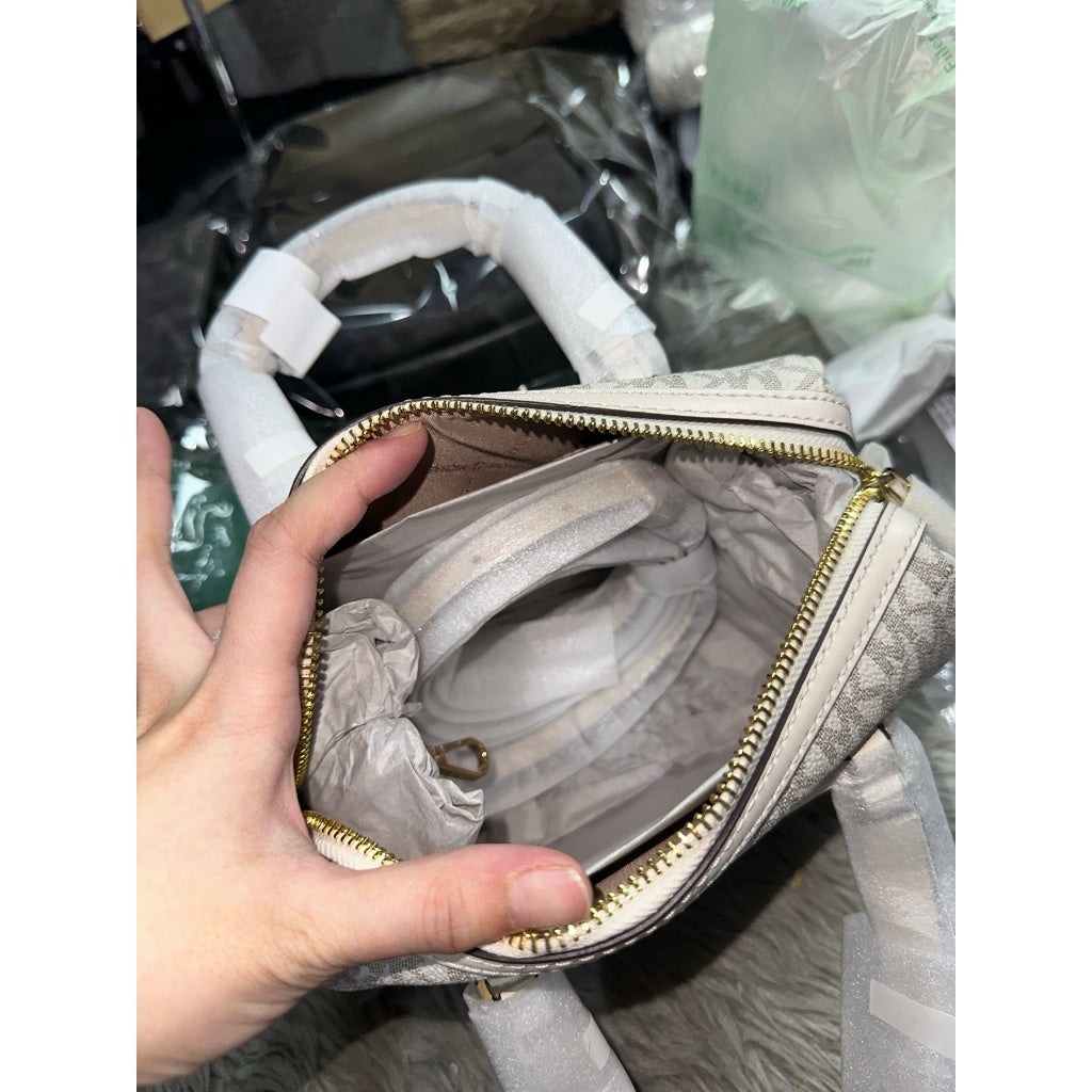 ORIG & IMPORTED MK Jet Set Travel Small Duffle Satchel Crossbody Bag in Vanilla White
